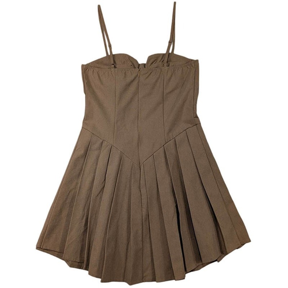 Milkmaid Mini Dress Womens S Tan 90's Coquette‎ Balletcore Schoolgirl Bustier - Picture 6 of 8